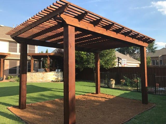 Cedar pergola staining and restoration by Master Decker in London Ontario